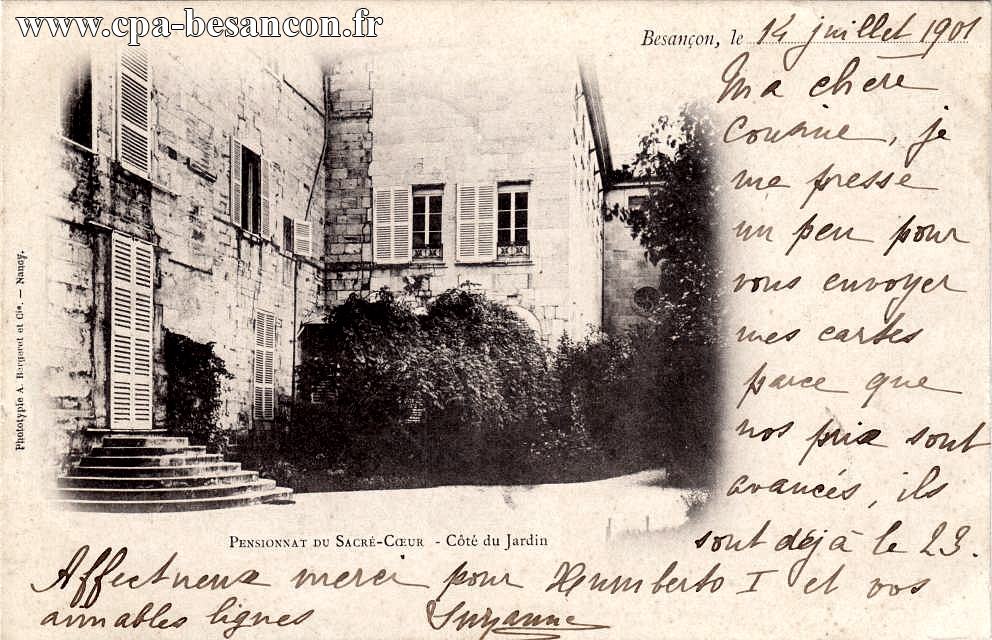BESANÇON - PENSIONNAT DU SACRÉ-CŒUR. - Côté du Jardin